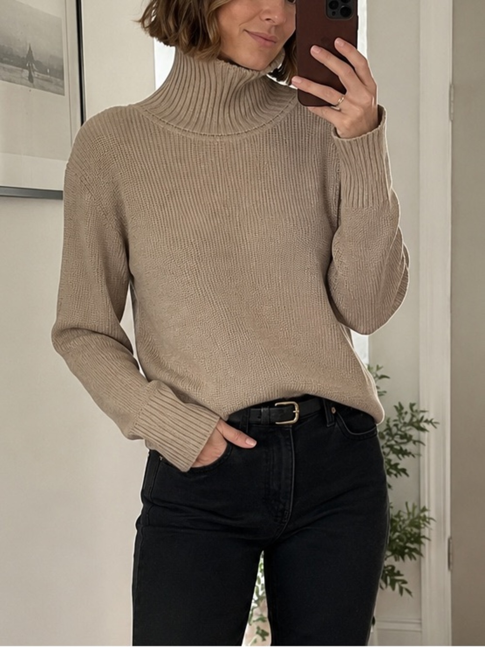 Liz Claiborne Collection Silk Cotton Turtleneck Sweater L 90s Minimalist